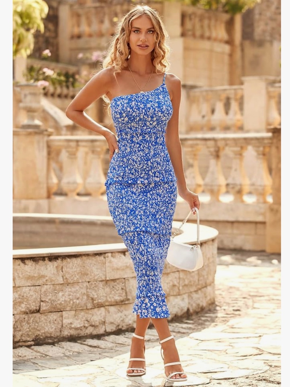 Blue Floral Slip Dress - Women